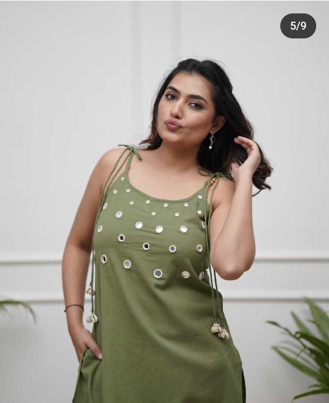 Women's Cotton Embroidery Sleeveless Kurti With Ankle length Pant Set - Image 2